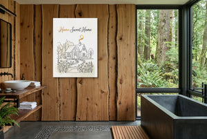 Home Sweet Sanctuary — home sweet sanctuary wooden bathroom with window 1port flush print