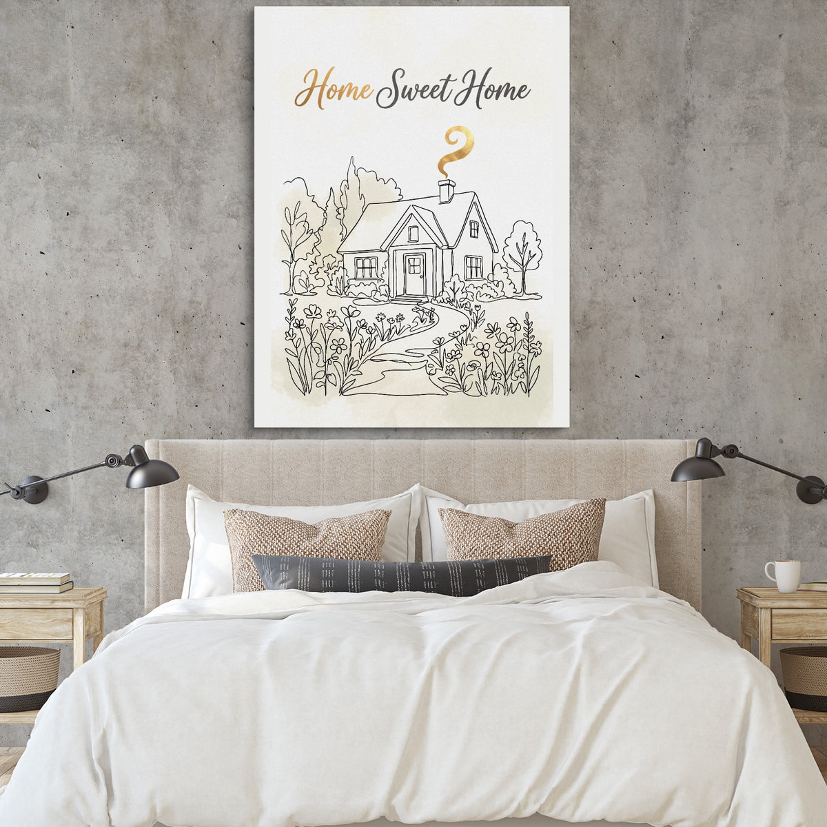 Home Sweet Sanctuary — home sweet sanctuary sq bedroom cement wall 1port flush print