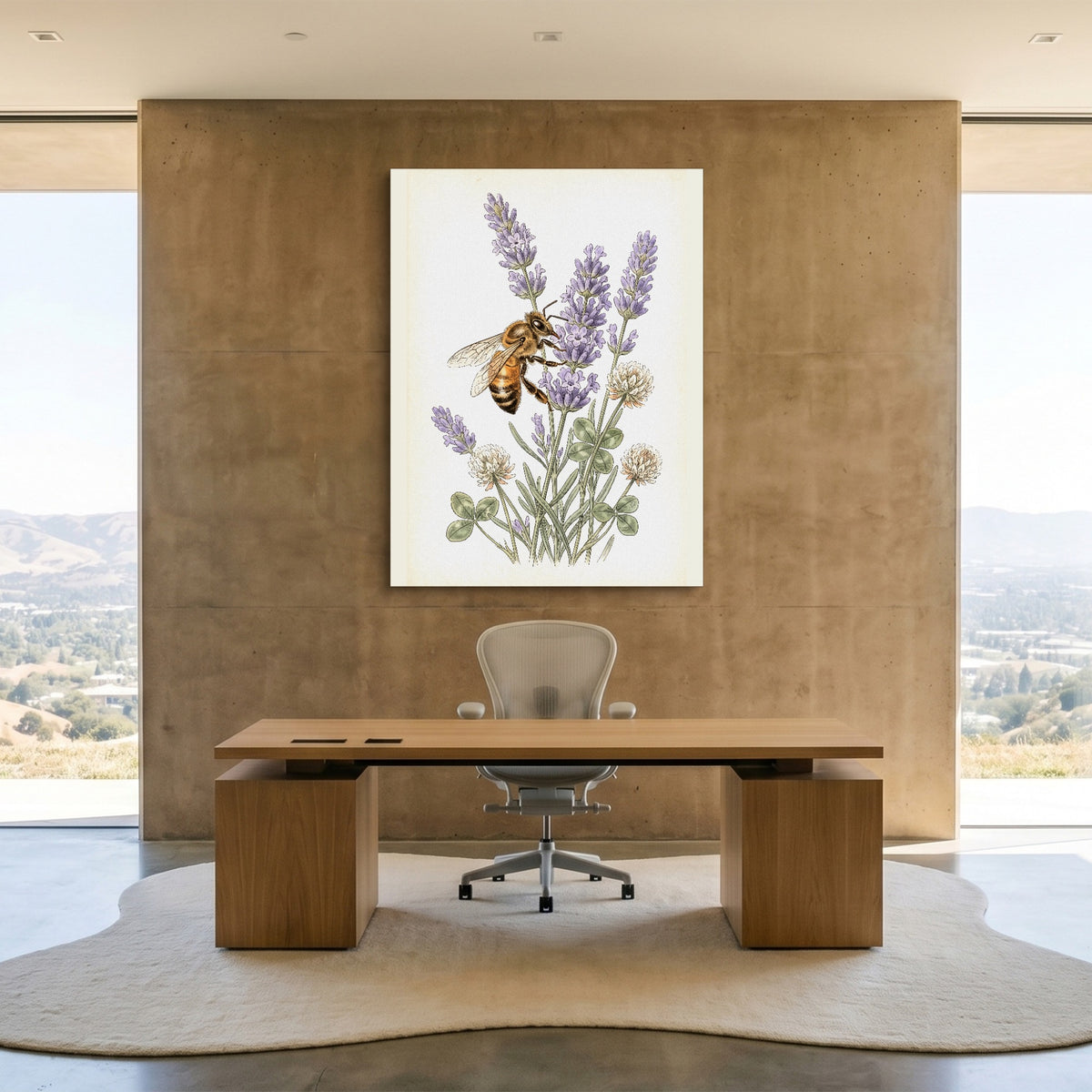 Honeybee Lavender Forage — honeybee lavender forage sq minimalist lux office 1port flush print