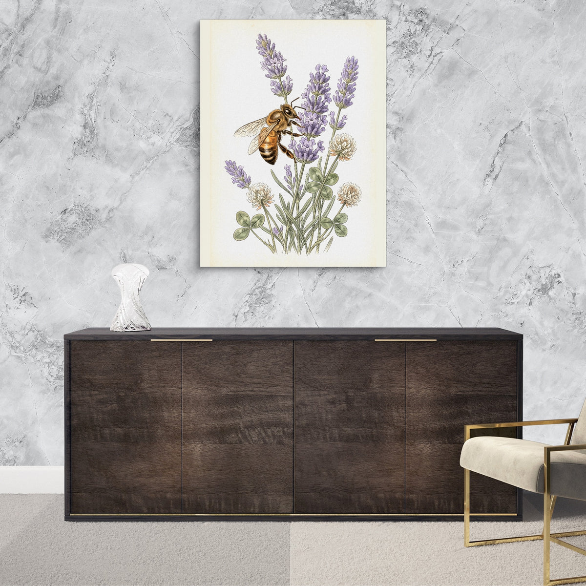 Honeybee Lavender Forage — honeybee lavender forage sq luxurious room granite wall 1port flush print