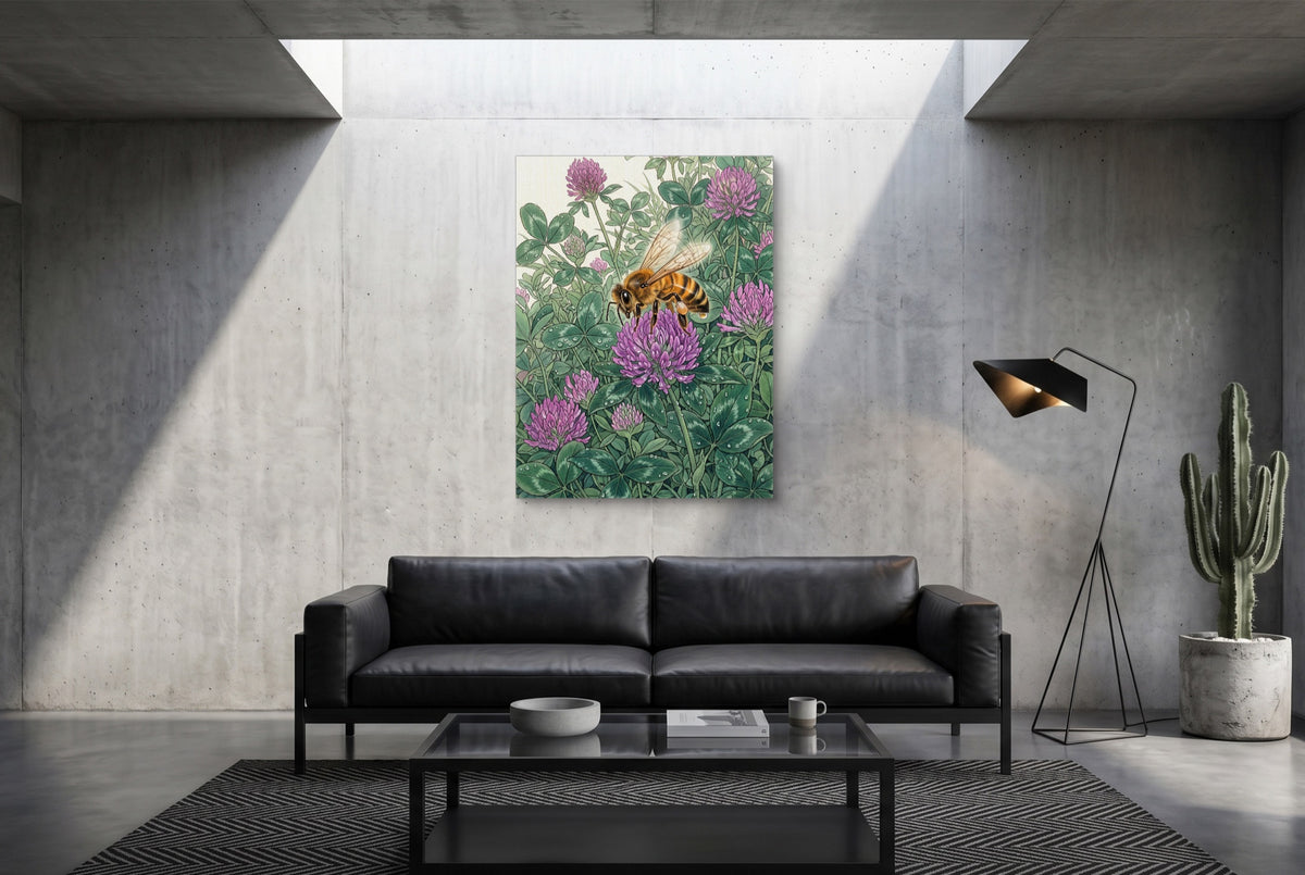 Honeybee Purple Clover — honeybee purple clover modern minimalist living room 1port flush print