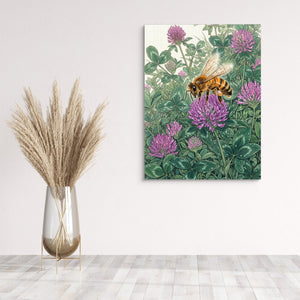 Honeybee Purple Clover — honeybee purple clover sq wall plant 1port flush print