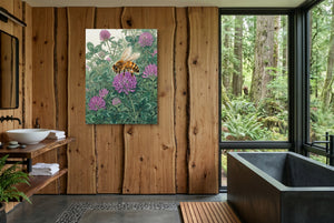 Honeybee Purple Clover — honeybee purple clover wooden bathroom with window 1port flush print