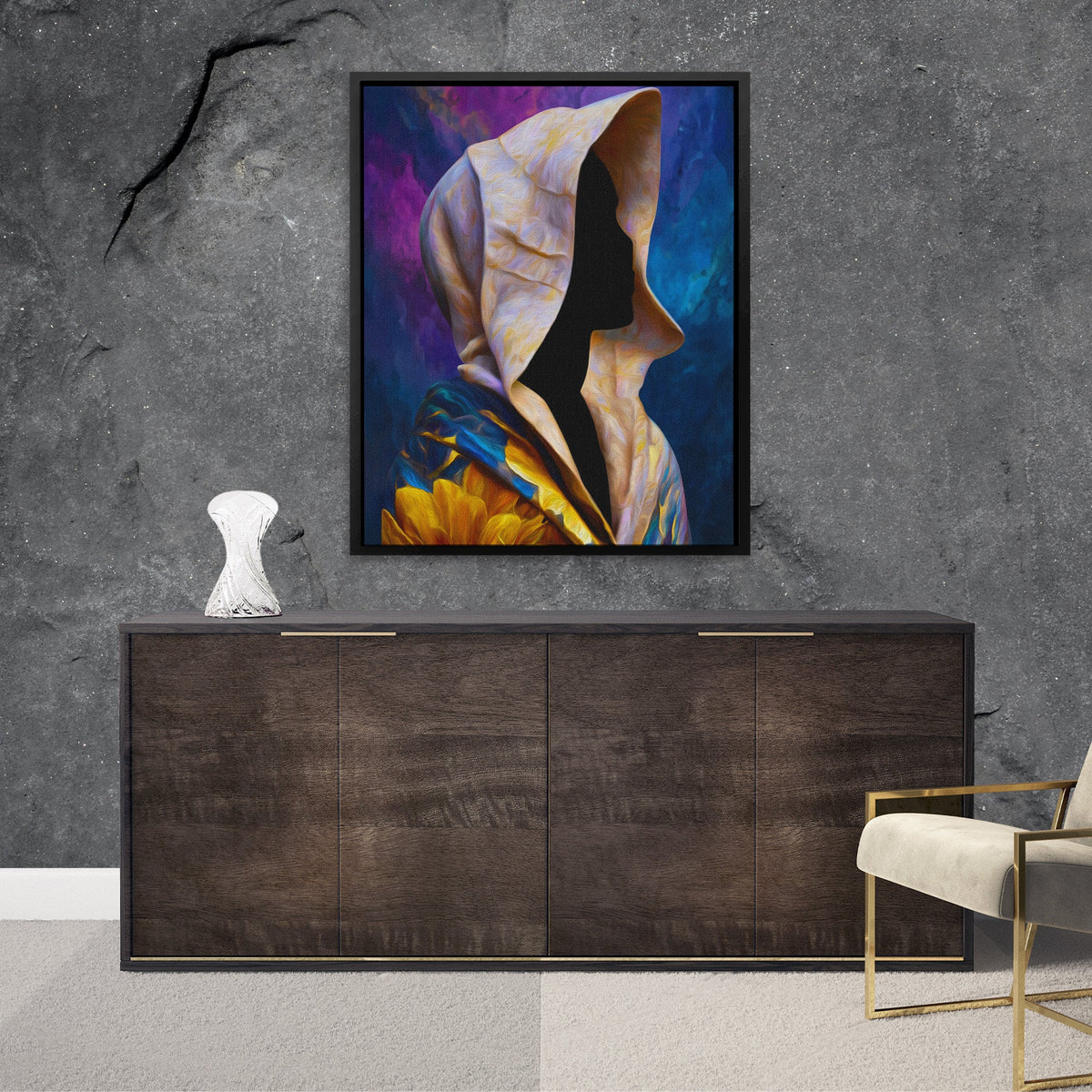 Hooded Cosmic Profile - Luxury Wall Art