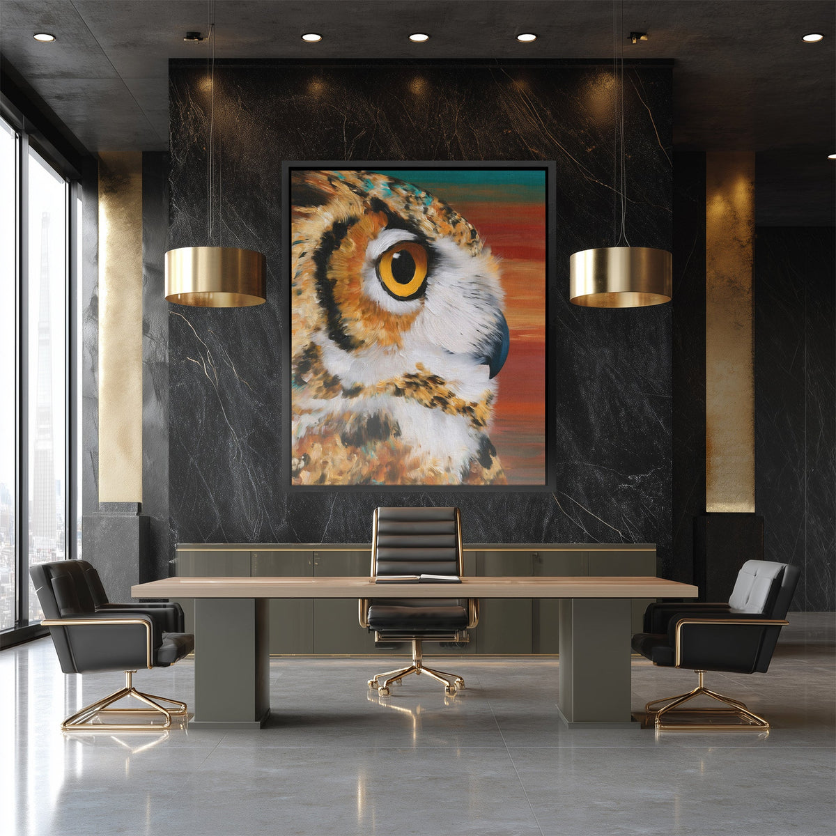 Horned Owl's Ember - Luxury Wall Art