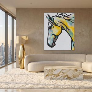 Horse Flowing Minimalist — Horse Flowing Minimalist White Gold Lux Port 208