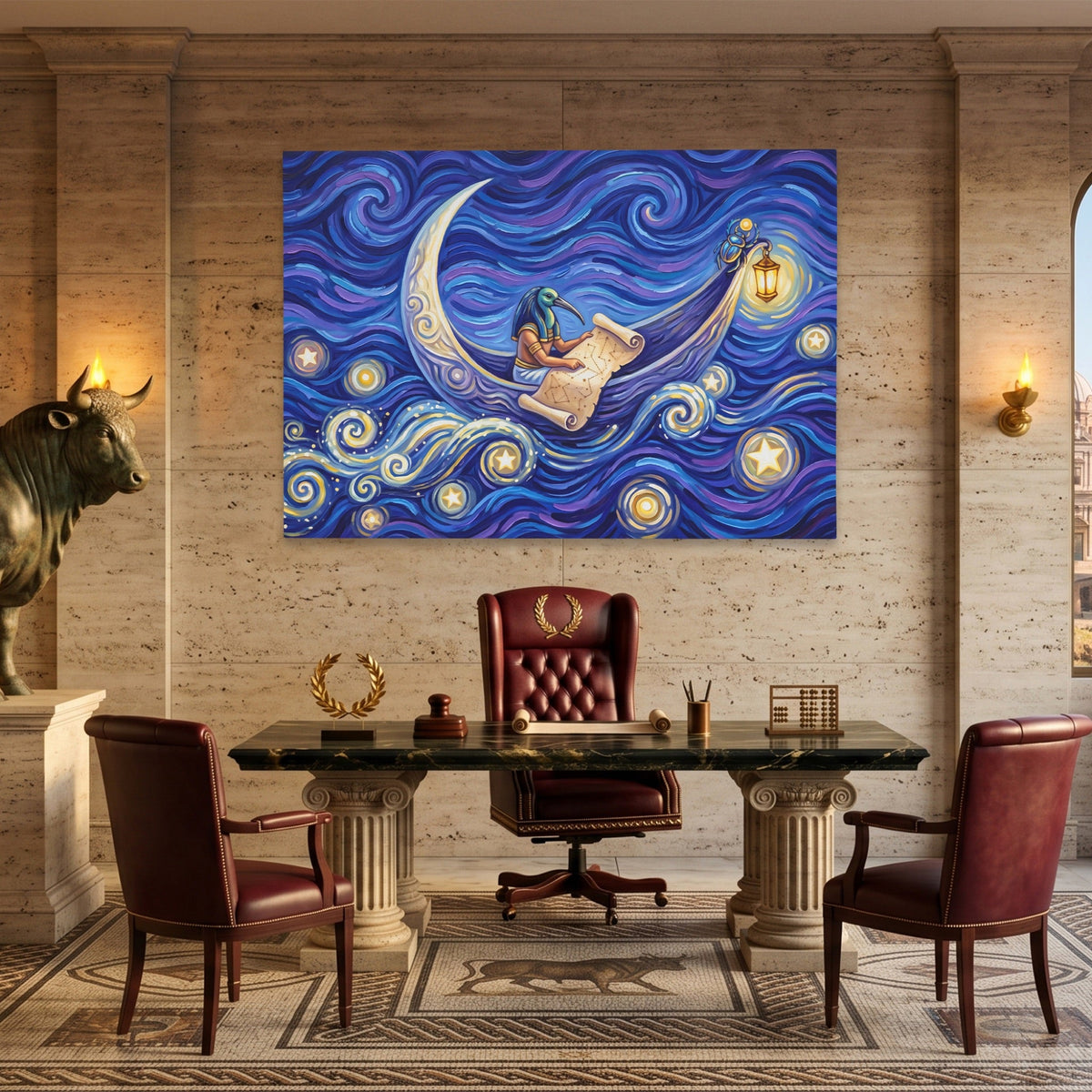 Horus Crossing Boat canvas wall art, room view