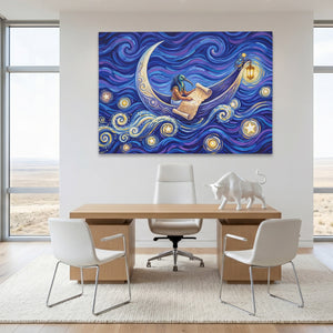 Horus Crossing Boat canvas wall art, room view