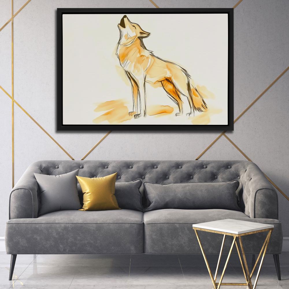 Howling Beige Wolf - Luxury Wall Art