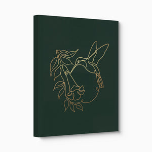 Hummingbird Bloom Line — hummingbird bloom line angled flush print