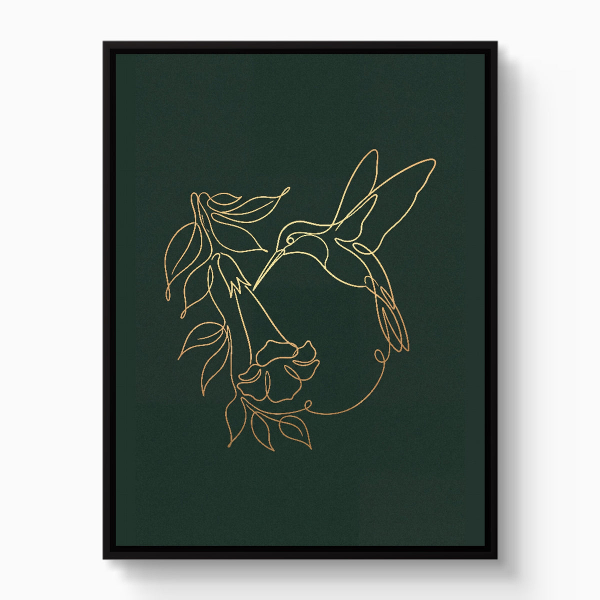 Hummingbird Bloom Line — hummingbird bloom line white studio framed black