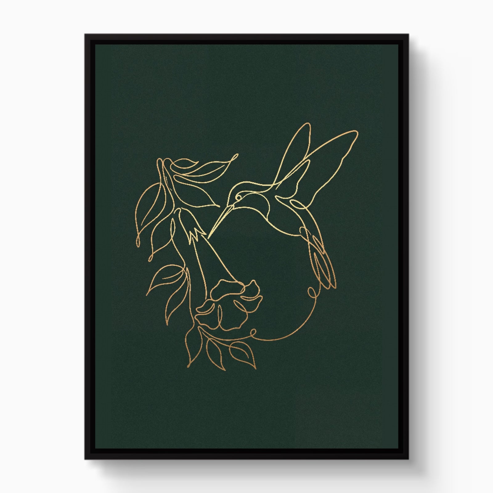 Hummingbird Bloom Line — hummingbird bloom line white studio framed black