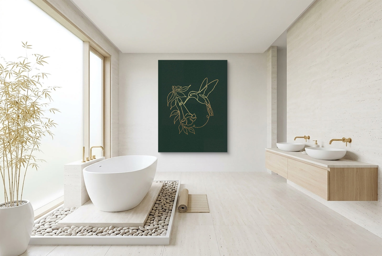 Hummingbird Bloom Line — hummingbird bloom line white studio framed black