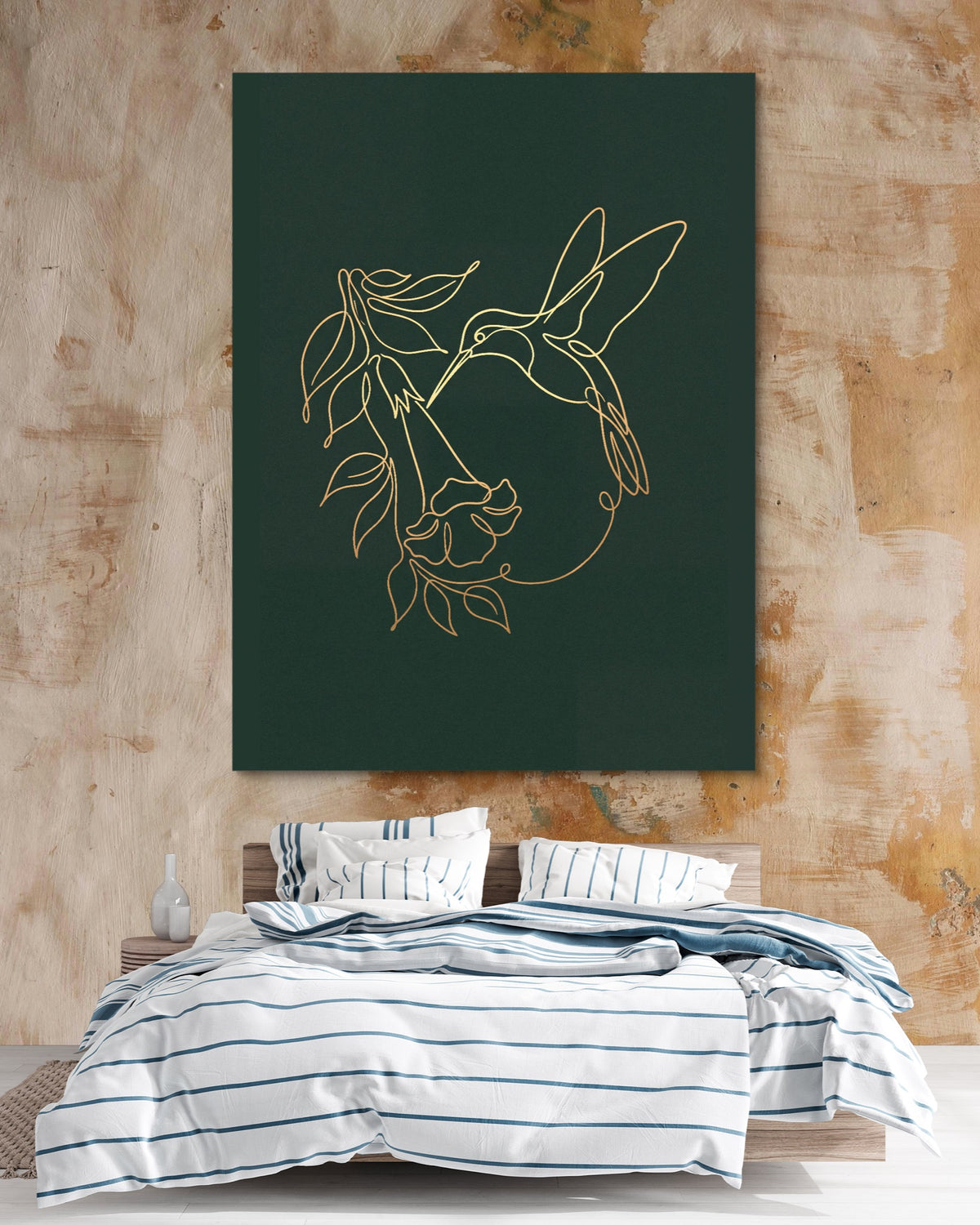 Hummingbird Bloom Line — hummingbird bloom line psd clay beige bedroom 1port flush print