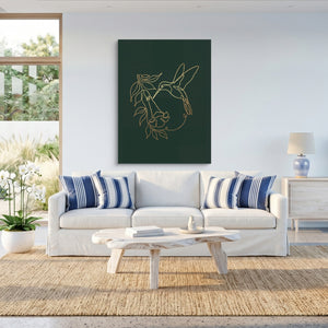 Hummingbird Bloom Line — hummingbird bloom line sq beach house 1port flush print