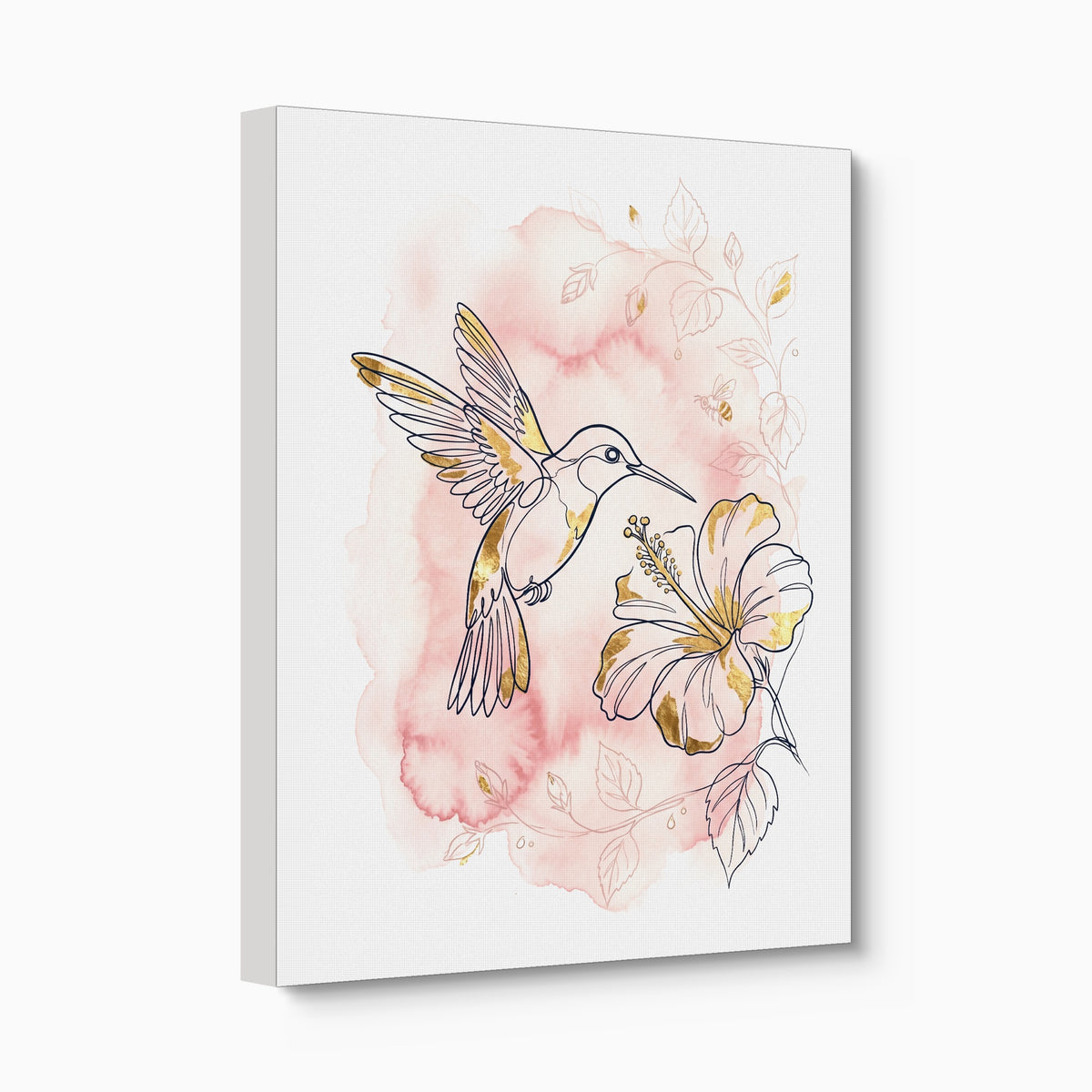 Hummingbird Golden Hibiscus — hummingbird golden hibiscus angled flush print