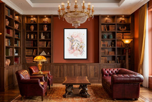 Hummingbird Golden Hibiscus — hummingbird golden hibiscus living room interior 2 1port framed black