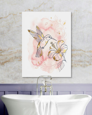Hummingbird Golden Hibiscus — hummingbird golden hibiscus psd marble purple bath 1port flush print