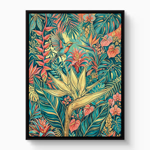 Hummingbird Golden Tropics — hummingbird golden tropics white studio framed black
