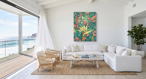 Hummingbird Golden Tropics — hummingbird golden tropics beachside villa 1port flush print