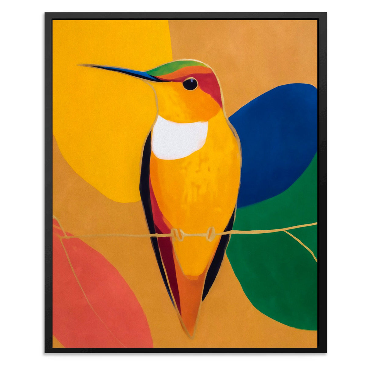 Hummingbird Golden Wings - Luxury Wall Art