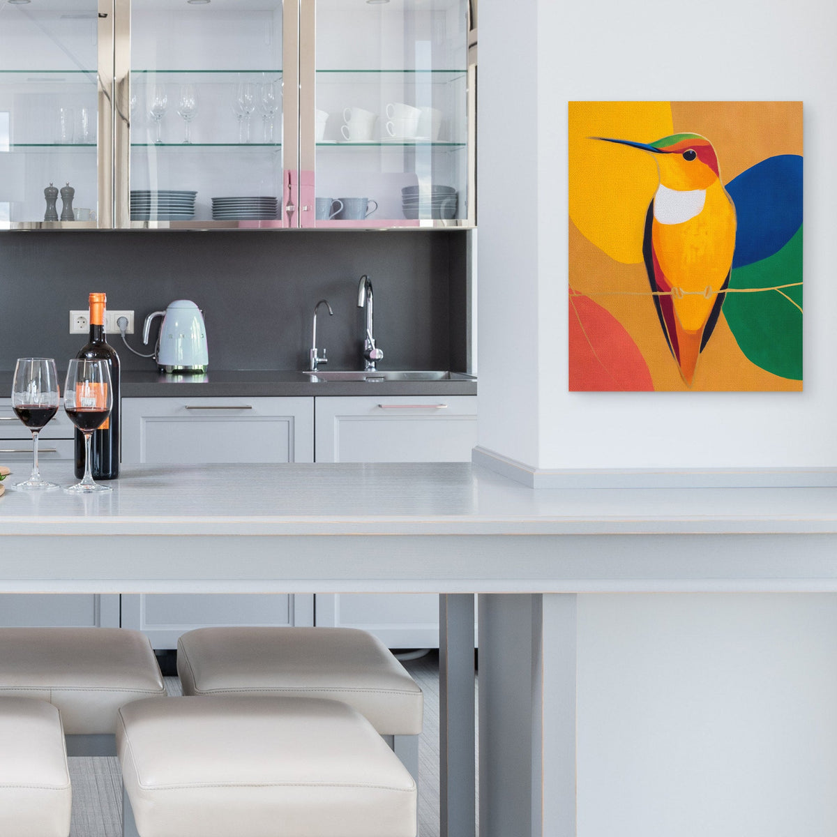 Hummingbird Golden Wings - Luxury Wall Art