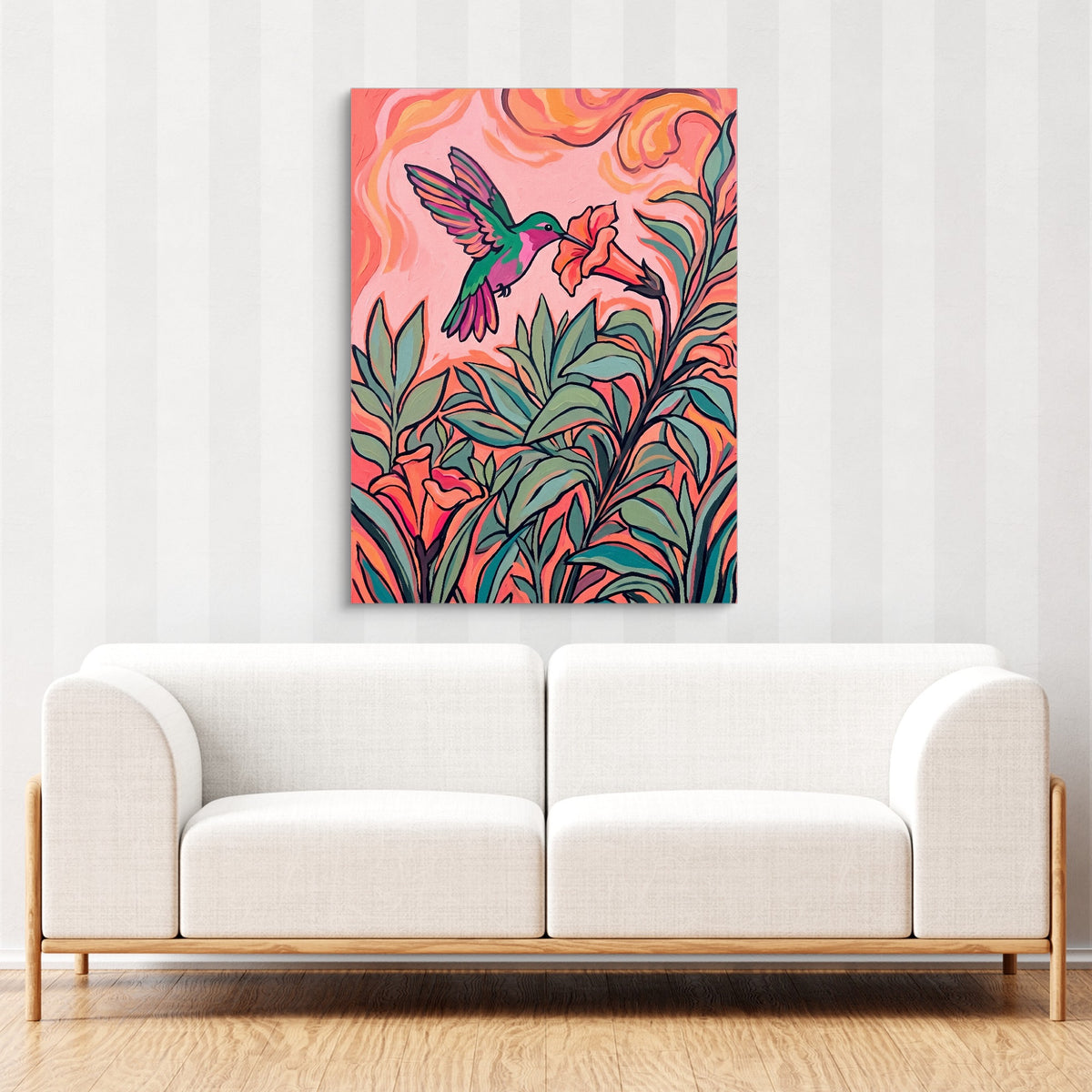 Hummingbird Nectar Sip — hummingbird nectar sip sq cute couch cbrown couch 1port flush print