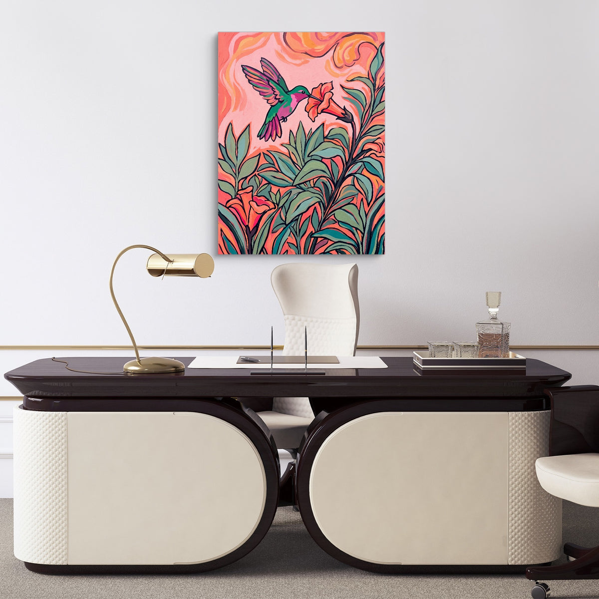 Hummingbird Nectar Sip — hummingbird nectar sip sq luxury office desk 1port flush print