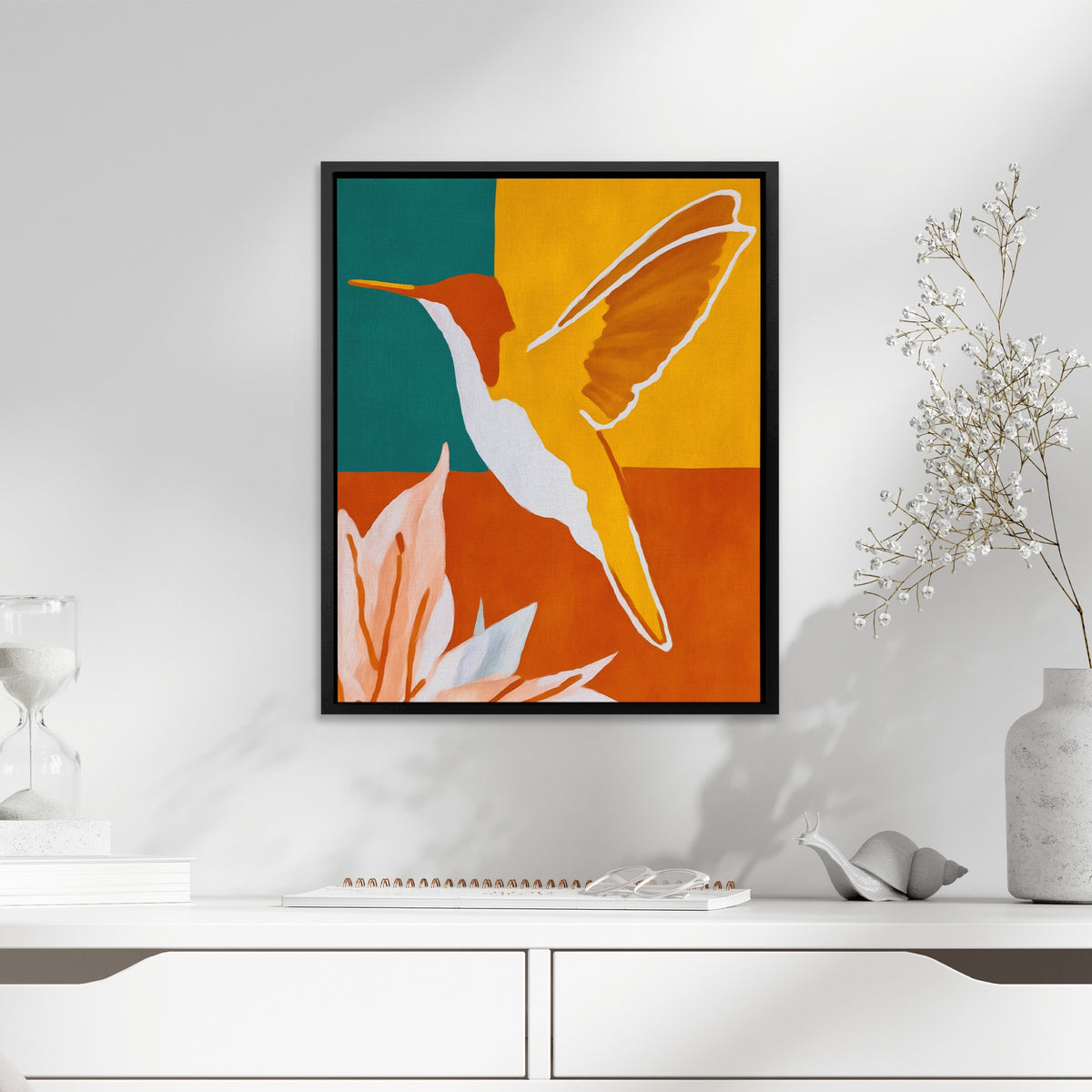 Hummingbird Ochre Hover — Hummingbird Ochre Hover White Snail Table 278