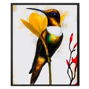 Hummingbird Resting canvas wall art, room view