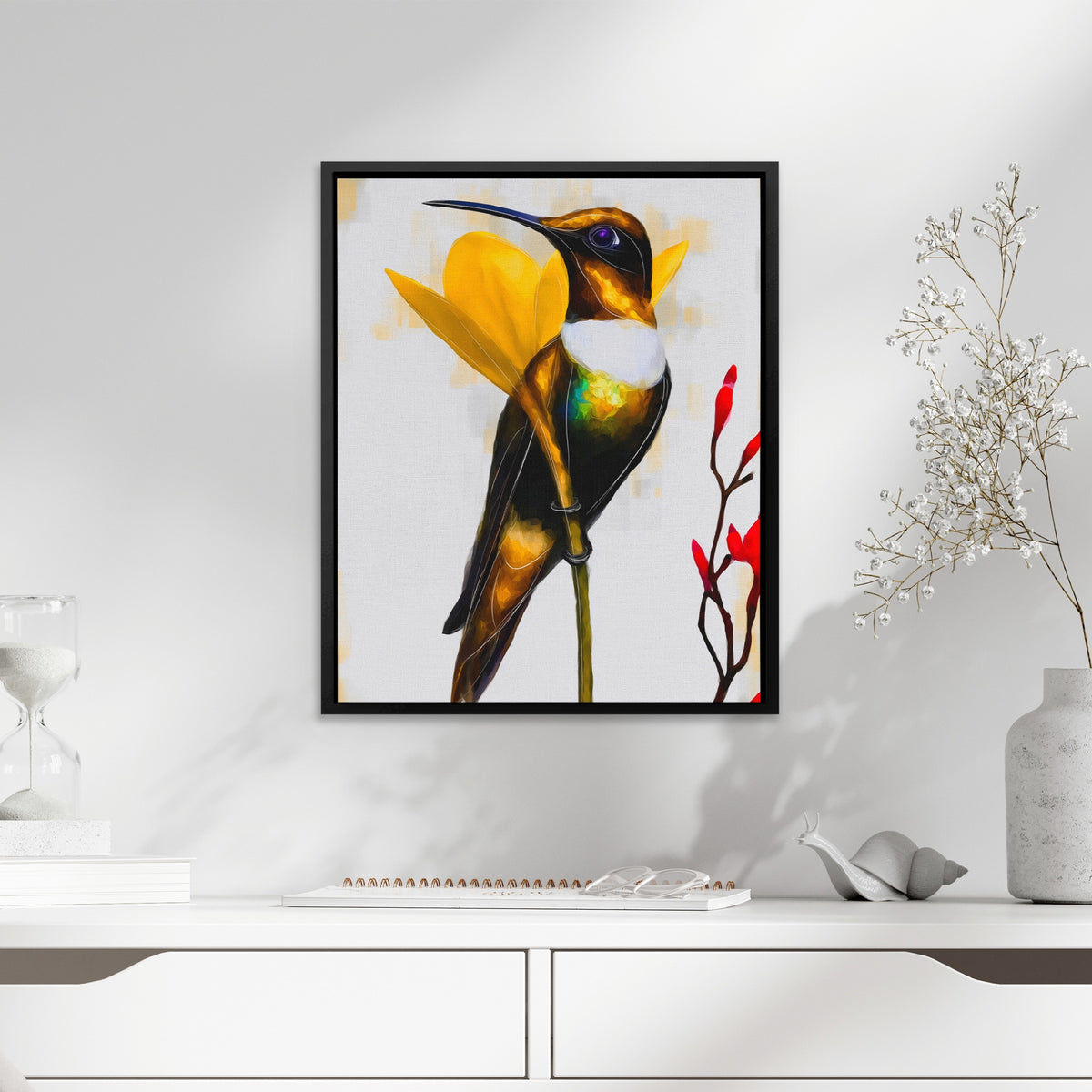 Hummingbird Resting — Hummingbird Resting White Snail Table 279