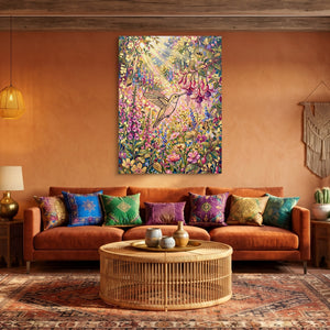 Hummingbird Sunlit Garden — hummingbird sunlit garden sq az aesthetic 1port flush print