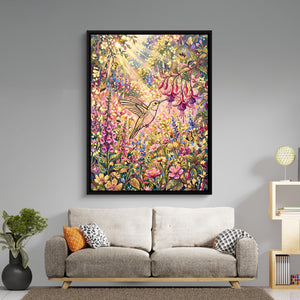 Hummingbird Sunlit Garden — hummingbird sunlit garden sq boring room 1port framed black