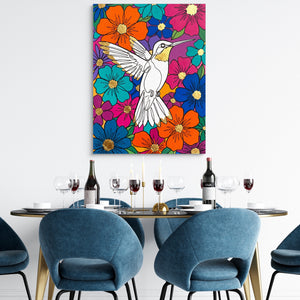 Hummingbird Vibrant Bloom — hummingbird vibrant bloom sq dining room tables 1port flush print
