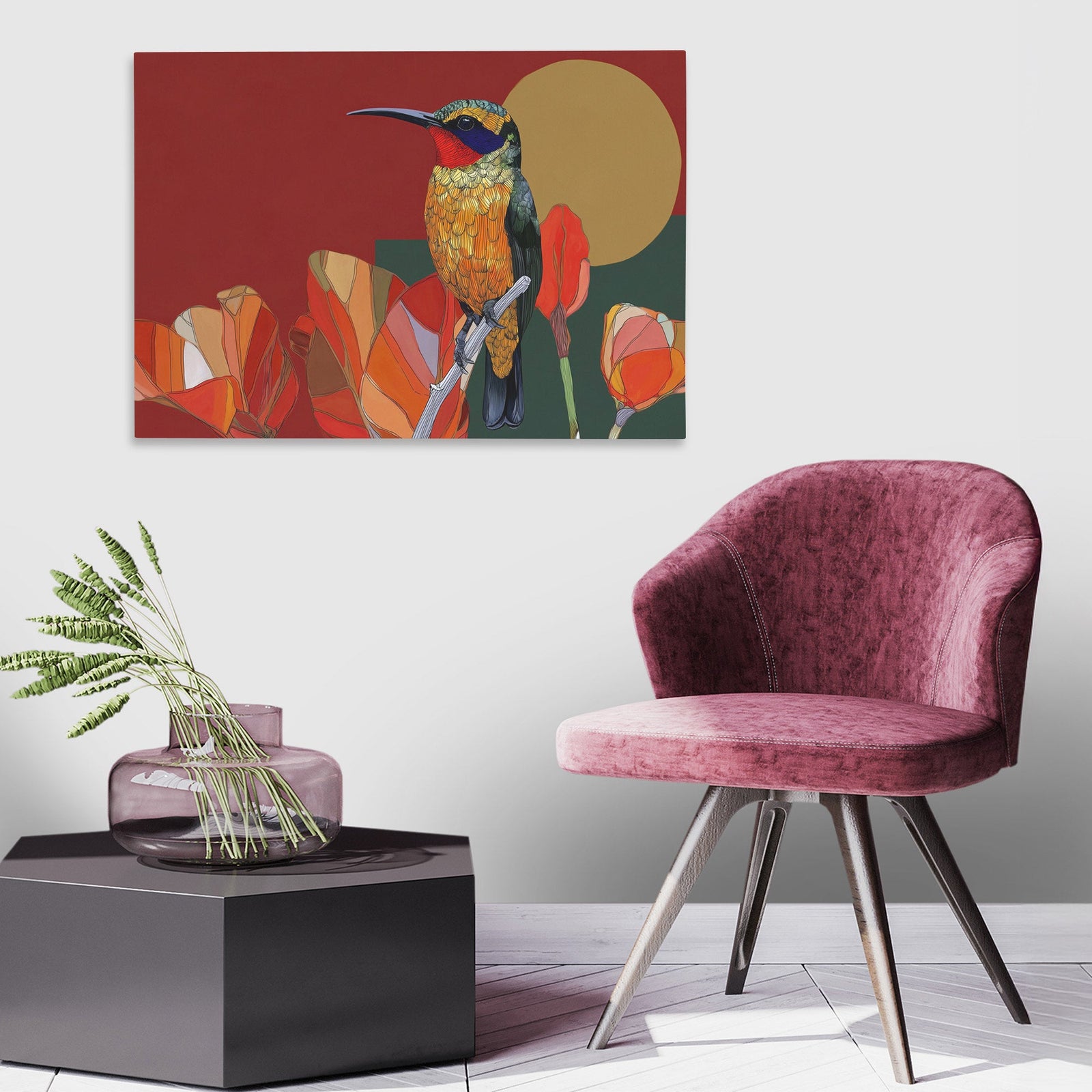 Hummingbird's Coral Garden - Luxury Wall Art