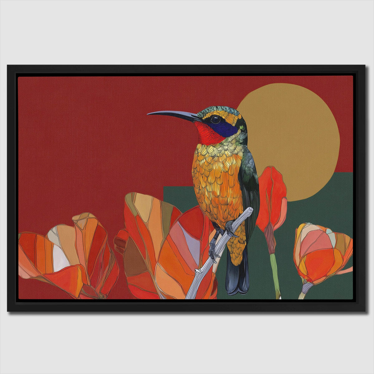 Hummingbird's Coral Garden - Luxury Wall Art