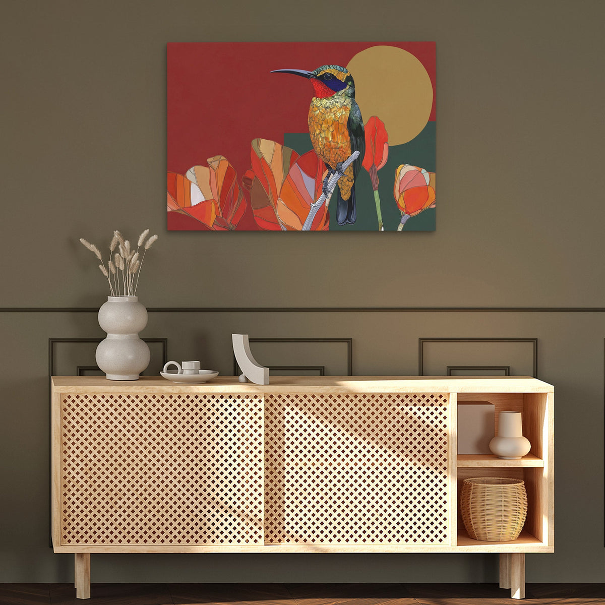 Hummingbird's Coral Garden - Luxury Wall Art