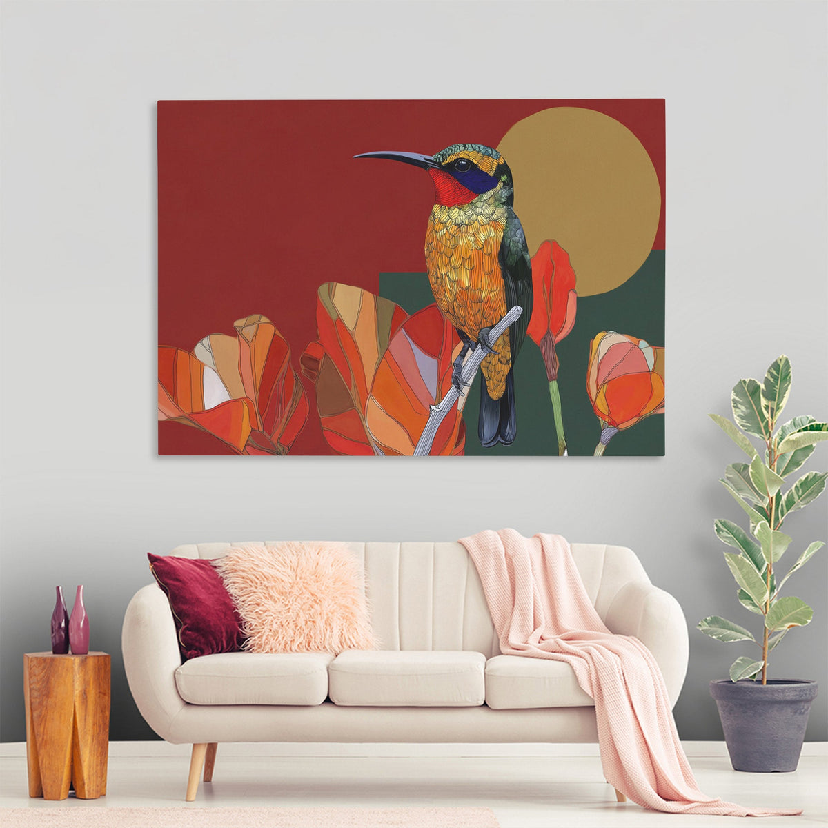 Hummingbird's Coral Garden - Luxury Wall Art