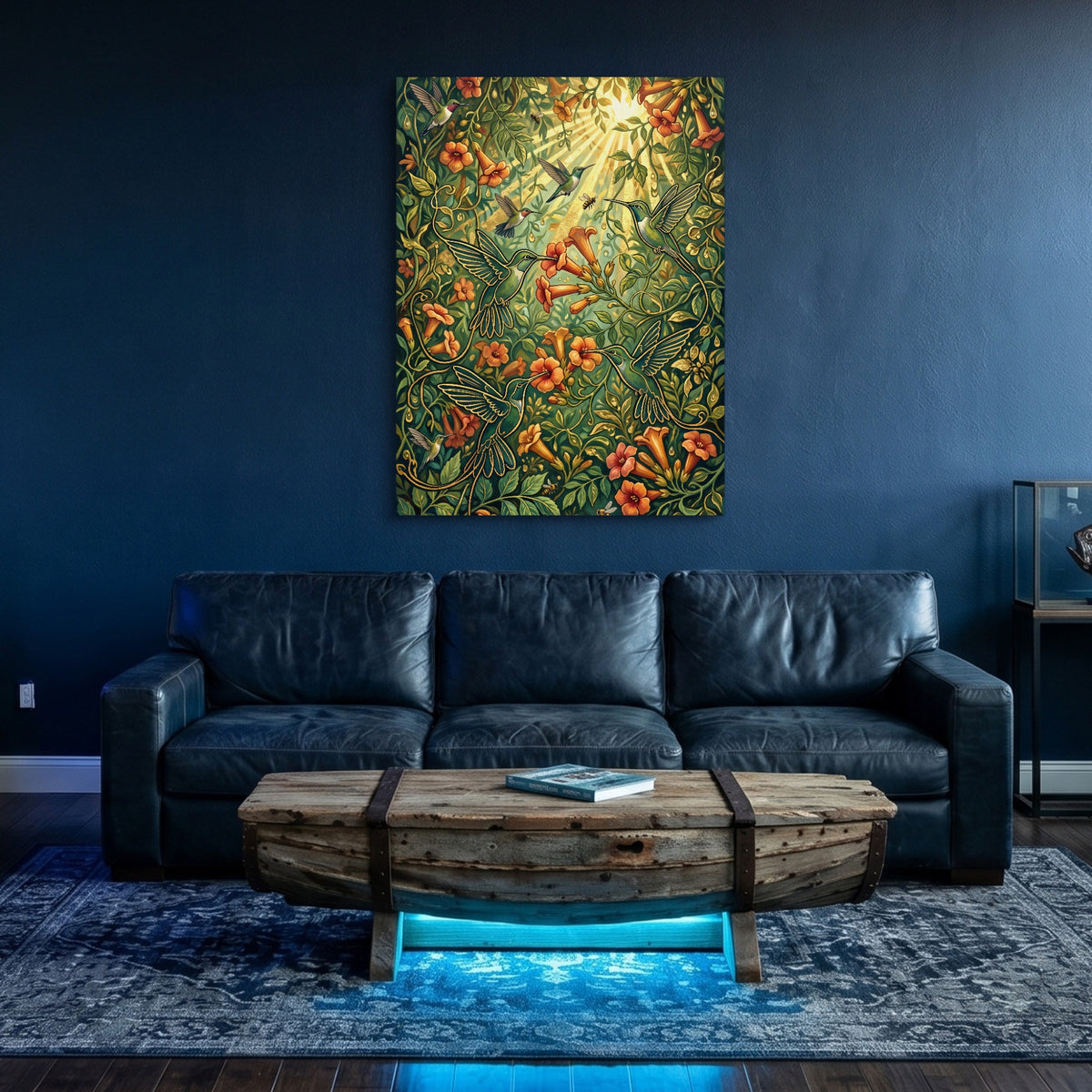Hummingbirds Golden Nectar — hummingbirds golden nectar sq underwater den 1port flush print