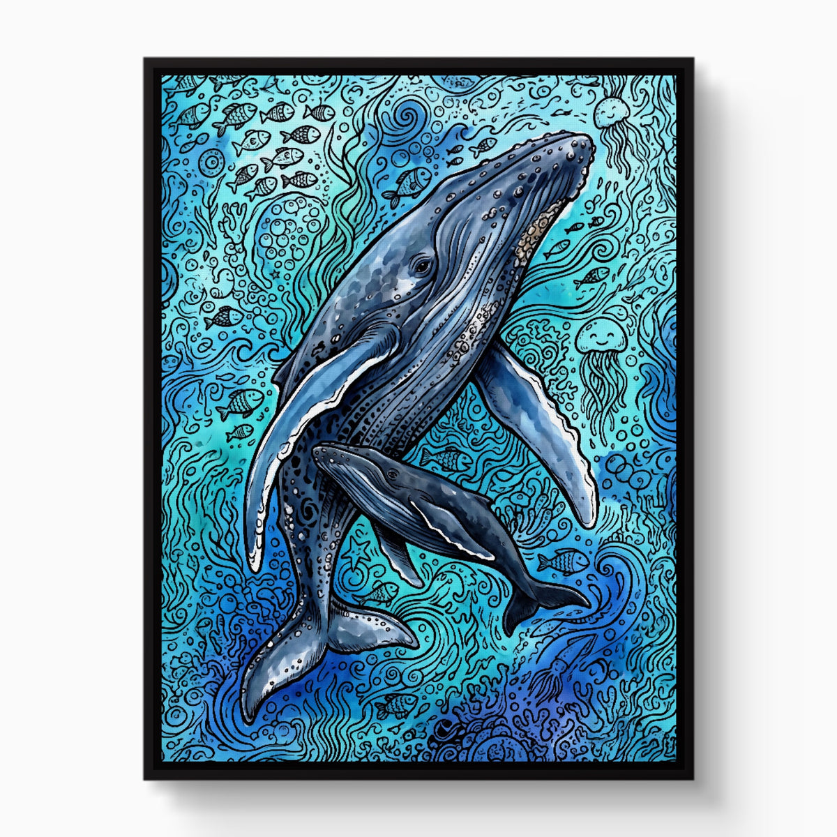 Humpback Ocean Swirl — humpback ocean swirl white studio framed black