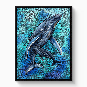 Humpback Ocean Swirl — humpback ocean swirl white studio framed black