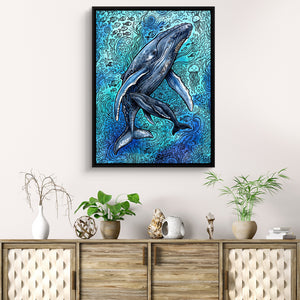 Humpback Ocean Swirl — humpback ocean swirl sq beach cabinet 1port framed black
