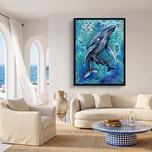 Humpback Ocean Swirl — humpback ocean swirl sq coast living room 1port framed black