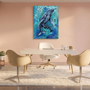 Humpback Ocean Swirl — humpback ocean swirl sq pink office 1port flush print