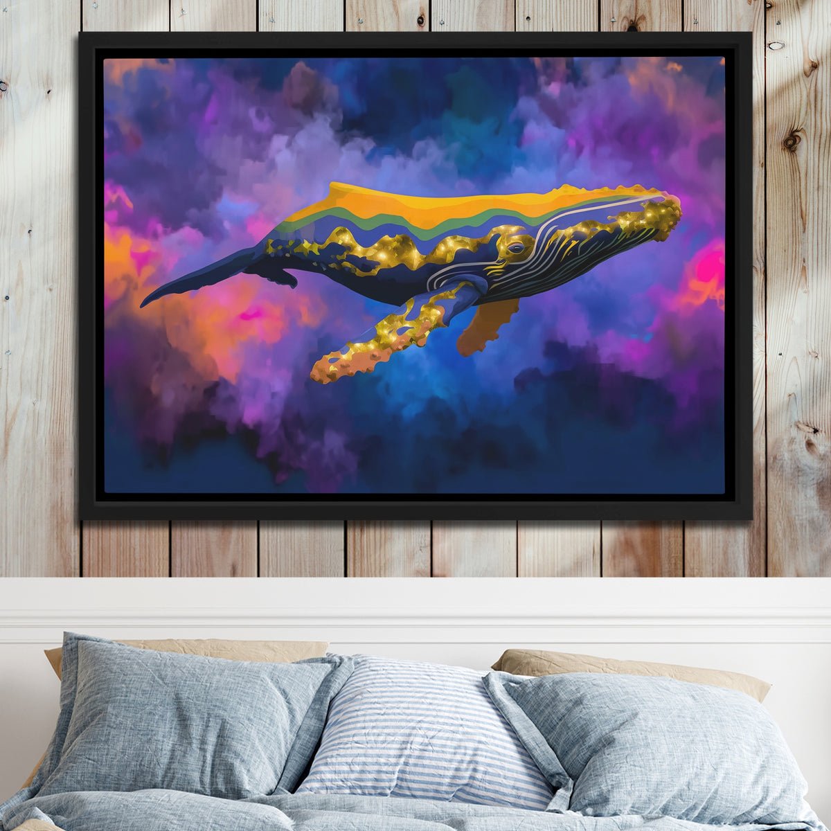 Humpback Whale Nocturne — Humpback Whale Nocturne Bed 2 Wood Panel 62