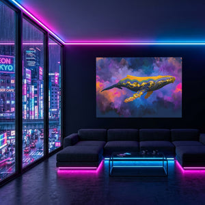 Humpback Whale Nocturne — Humpback Whale Nocturne Blue Pink Neon Room Land 78