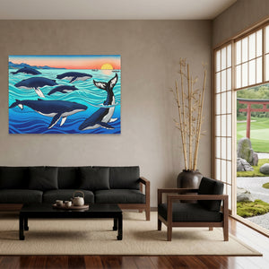 Humpback Whales Sunset — Humpback Whales Sunset Japanese Garden Land 159