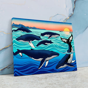 Humpback Whales Sunset — Humpback Whales Sunset Against Wall4x5 15