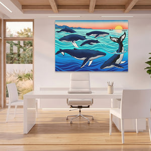 Humpback Whales Sunset — Humpback Whales Sunset Beach House Office Land 47