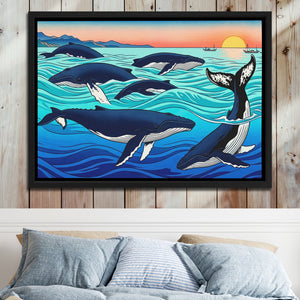 Humpback Whales Sunset — Humpback Whales Sunset Bed 2 Wood Panel 63